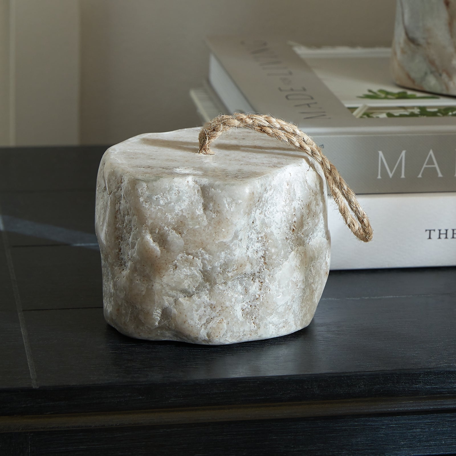 Marble Doorstop — detail close-up white