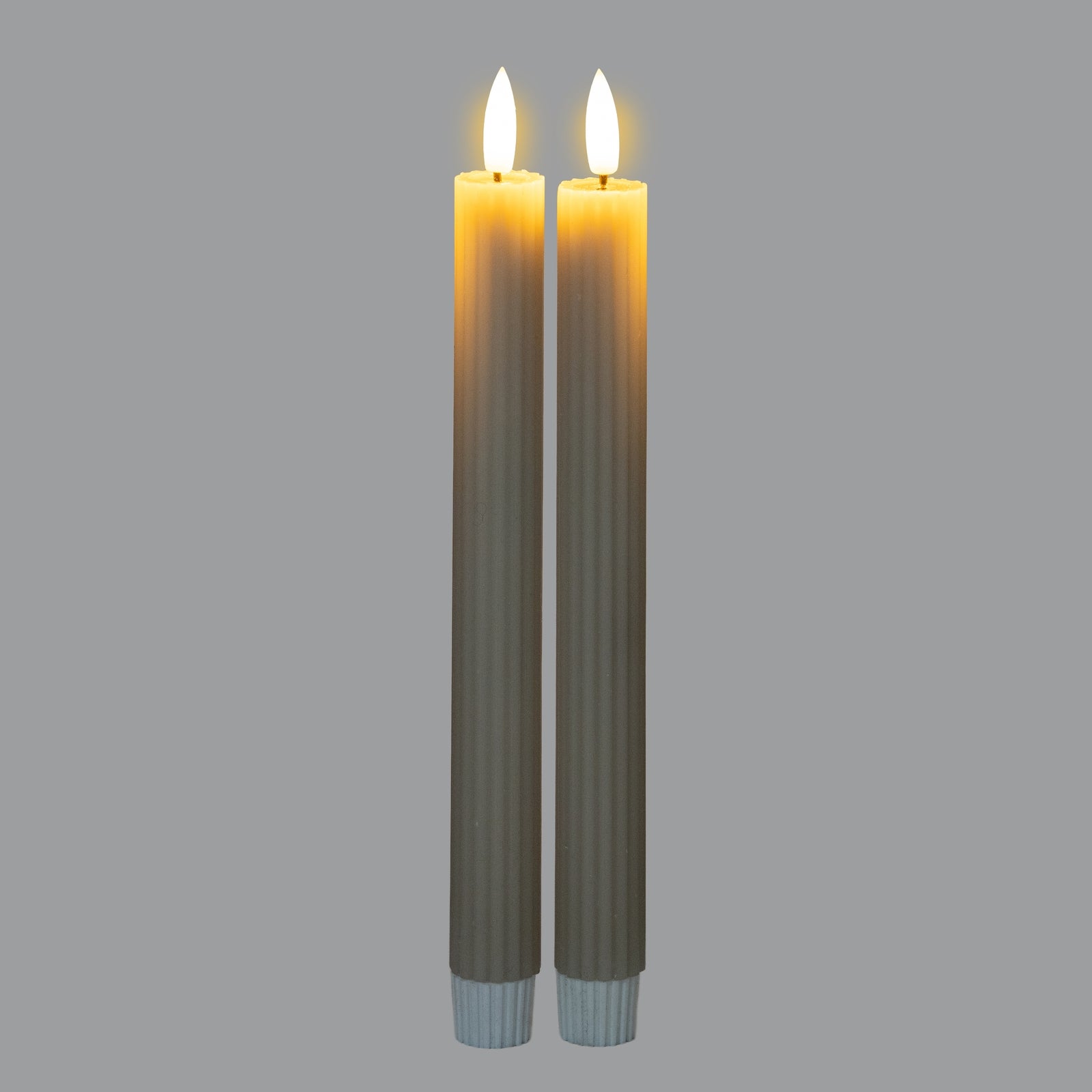 Luxe Collection Natural Glow Taupe  Ribbed Taper Candles — side view wax