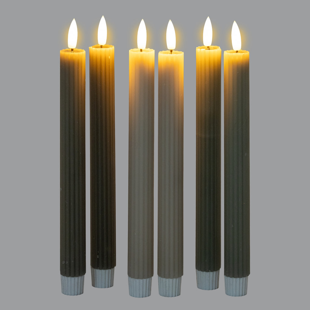 Luxe Collection Natural Glow Taupe  Ribbed Taper Candles — alternative angle wax