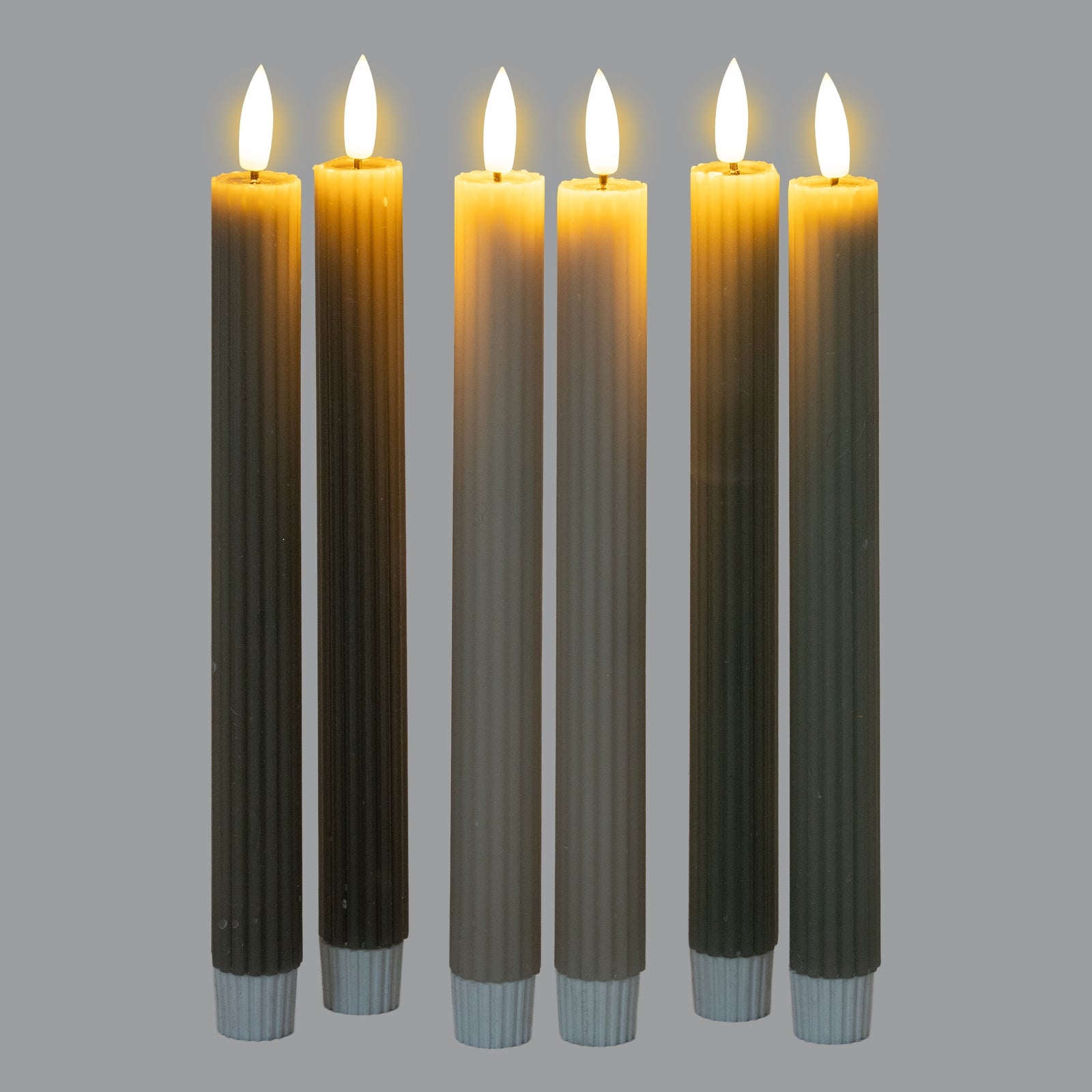 Luxe Collection Natural Glow Taupe  Ribbed Taper Candles — alternative angle wax