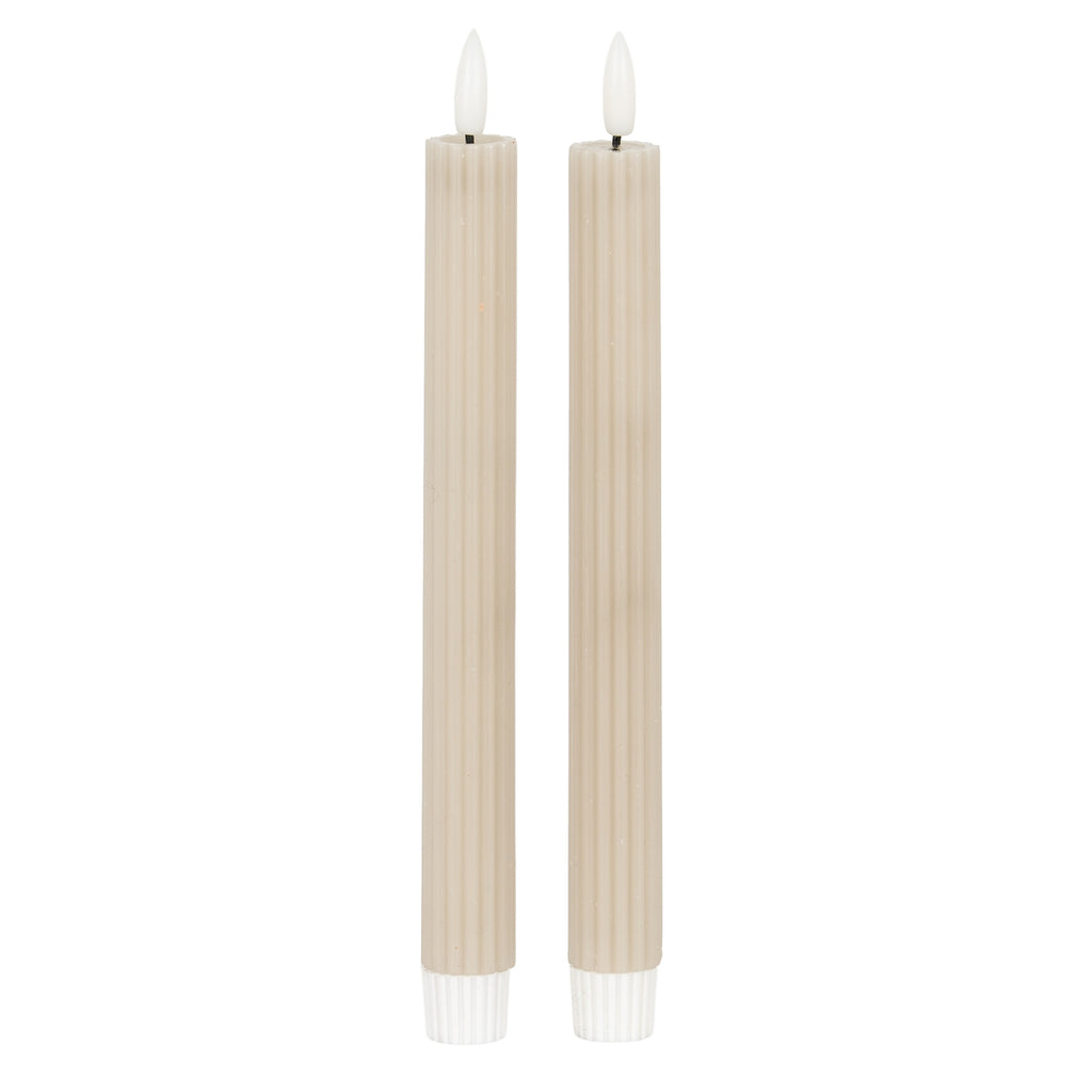Luxe Collection Natural Glow Taupe  Ribbed Taper Candles — main product view
