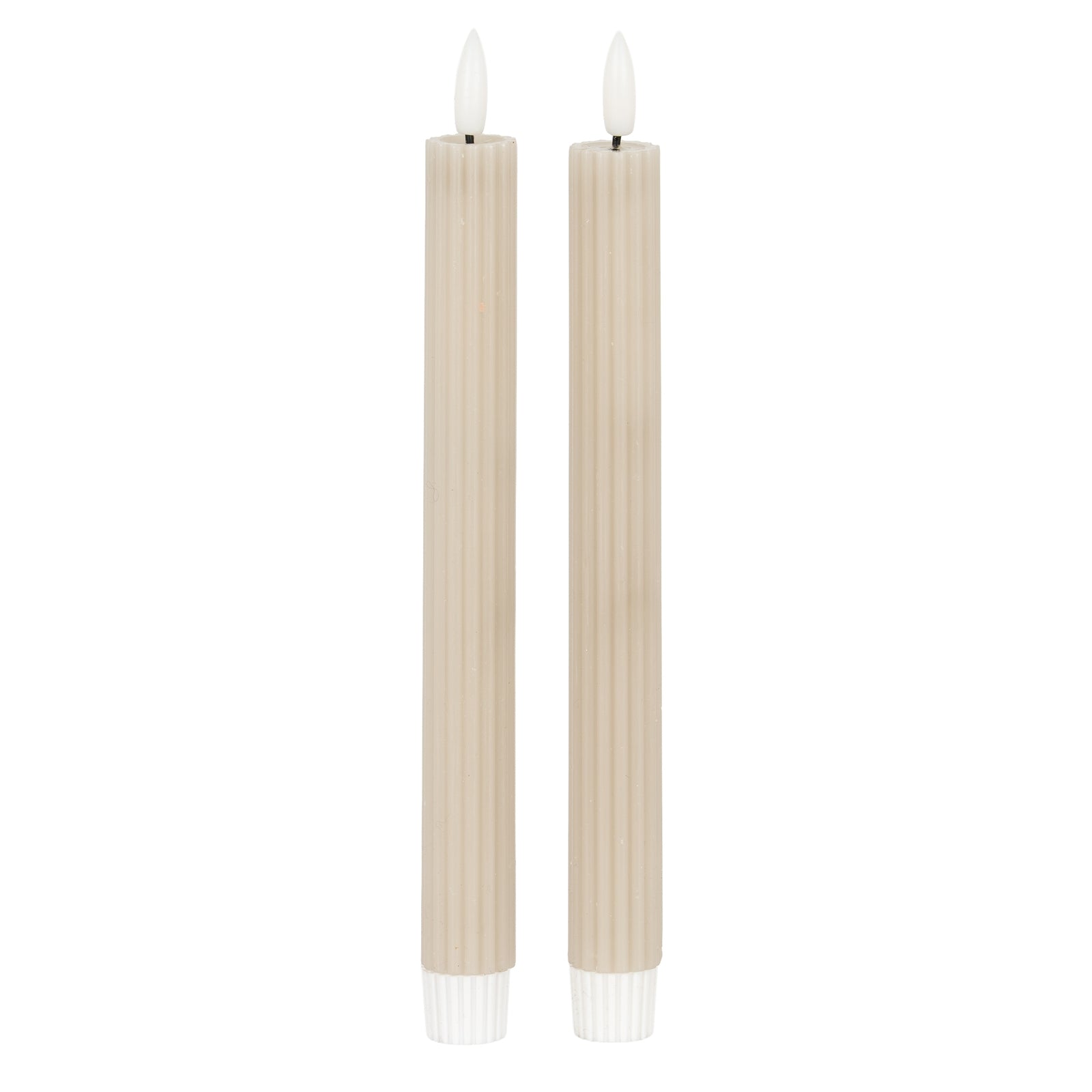 Luxe Collection Natural Glow Taupe  Ribbed Taper Candles — main product view