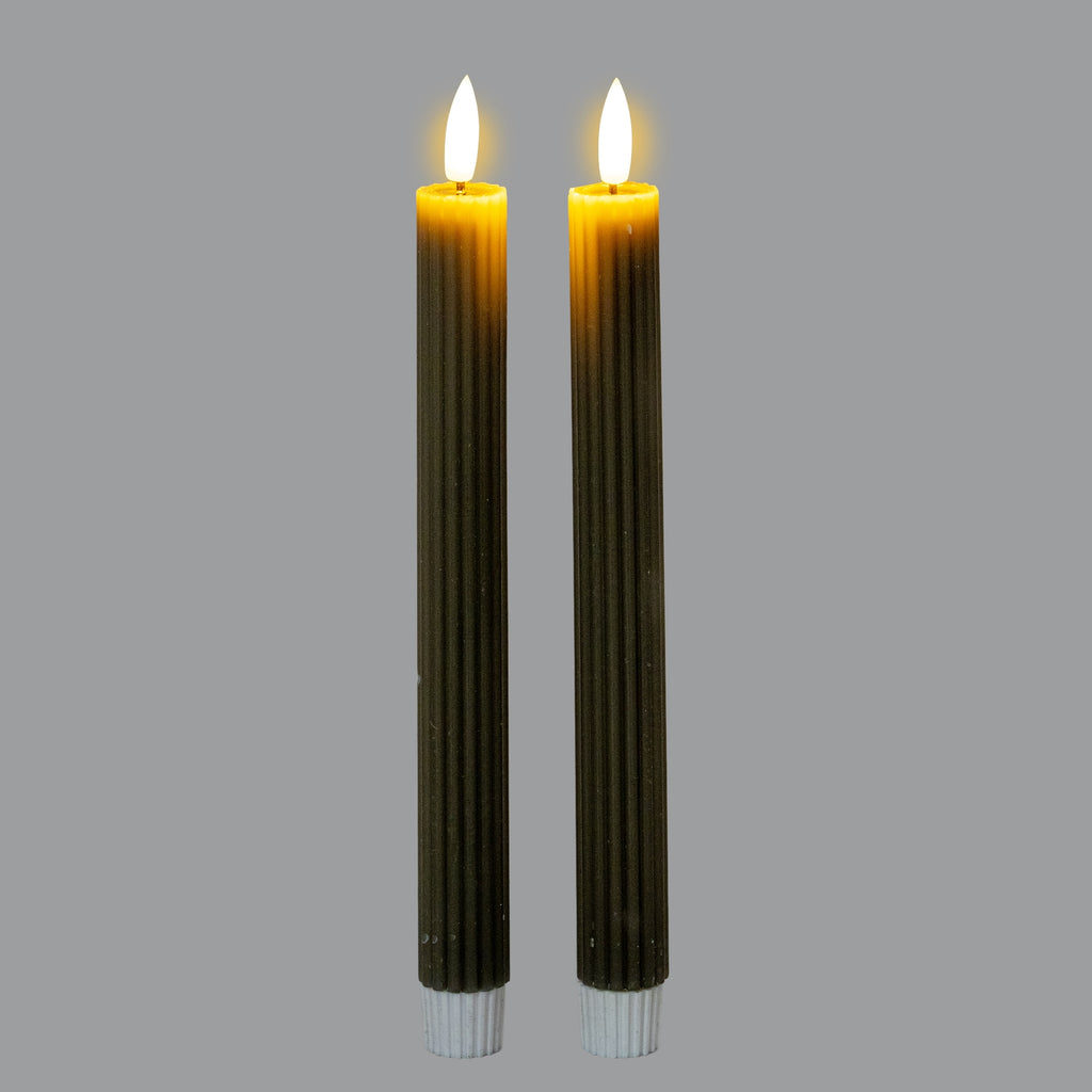Luxe Collection Natural Glow Grey  Ribbed Taper Candles — side view grey wax