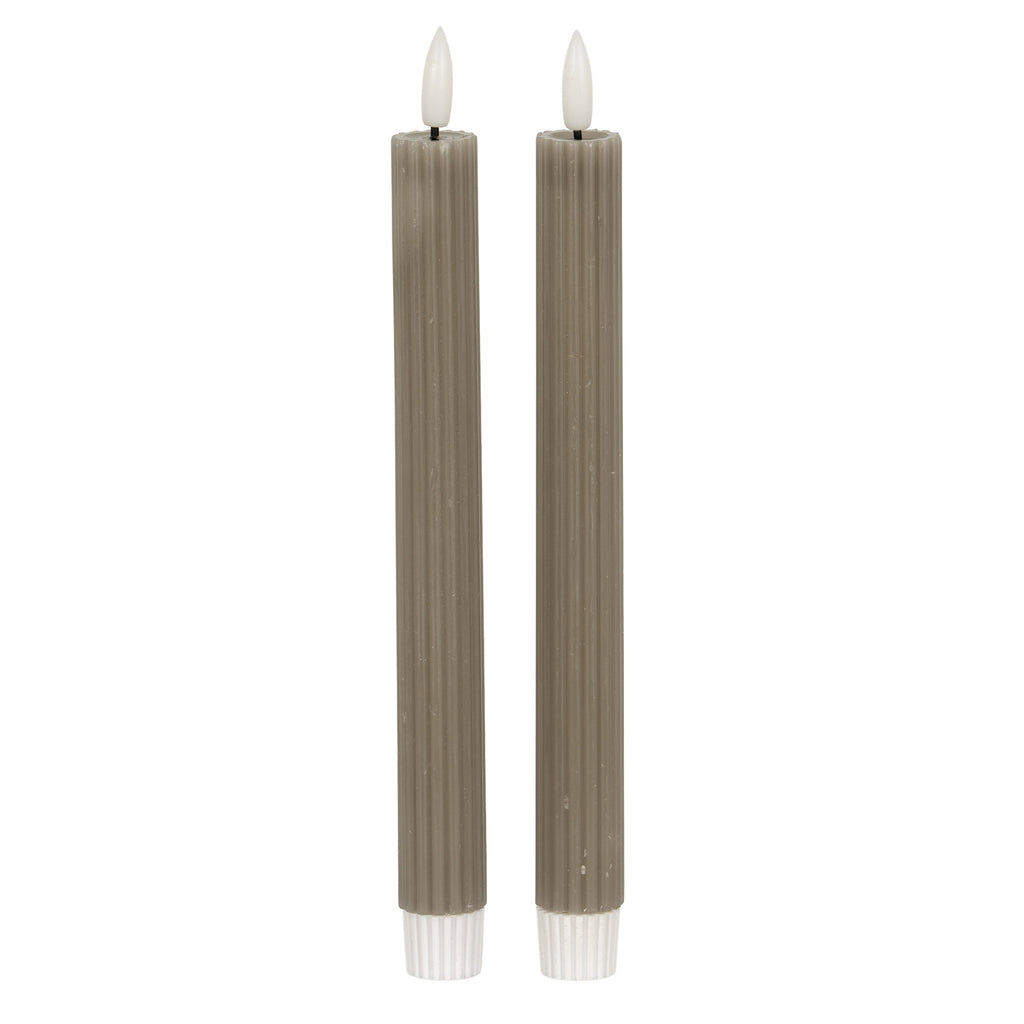 Luxe Collection Natural Glow Grey  Ribbed Taper Candles — main product view