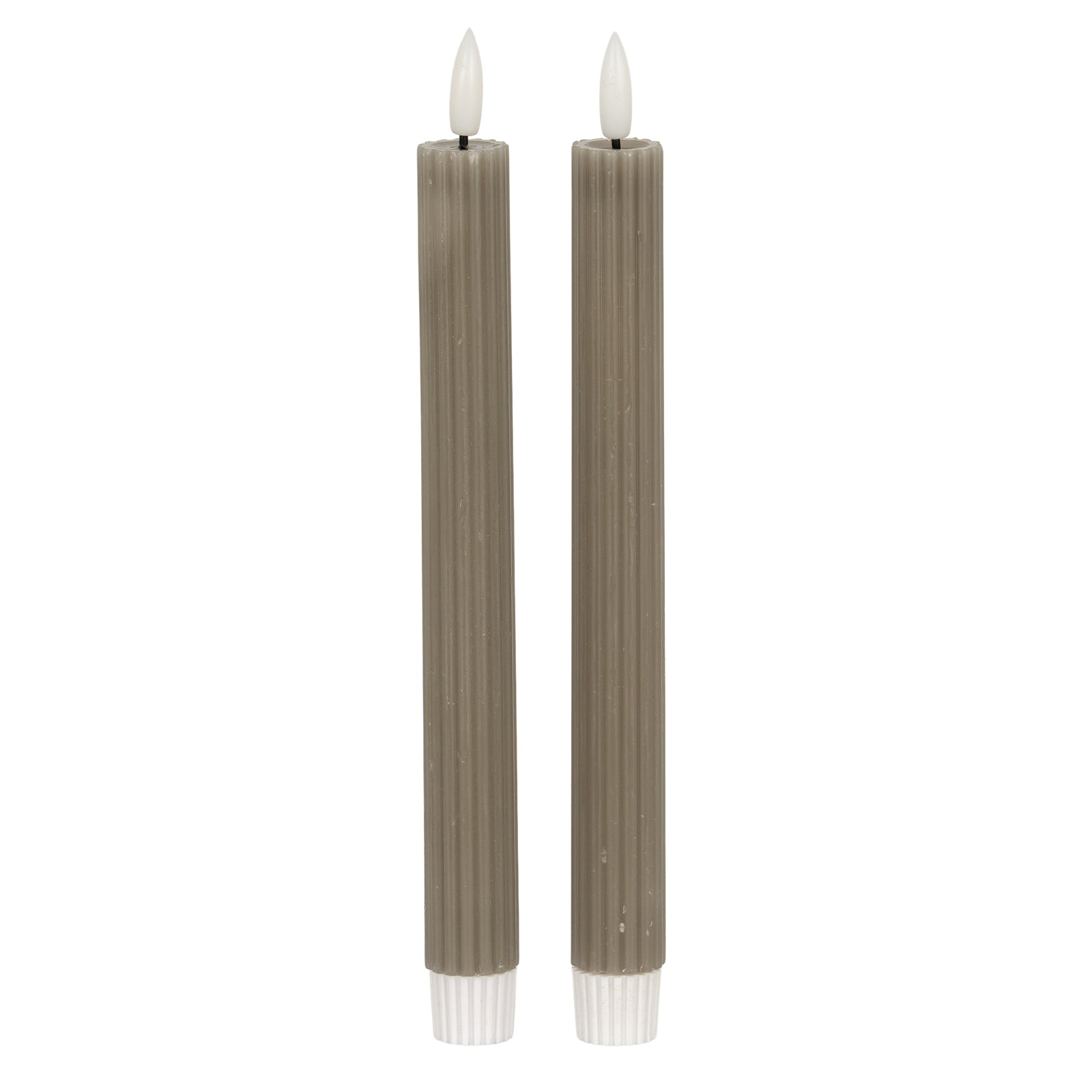 Luxe Collection Natural Glow Grey  Ribbed Taper Candles — main product view