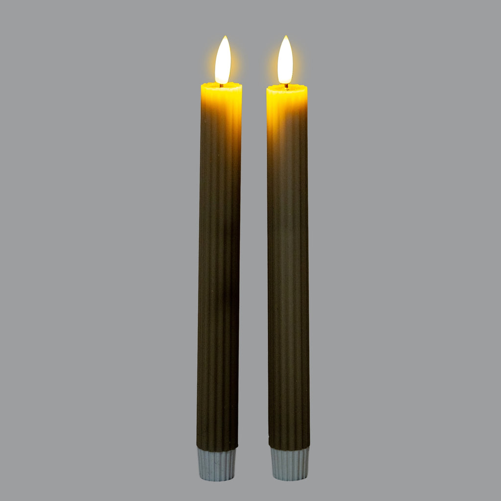 Luxe Collection Natural Glow Sage  Ribbed Taper Candles — side view sage wax