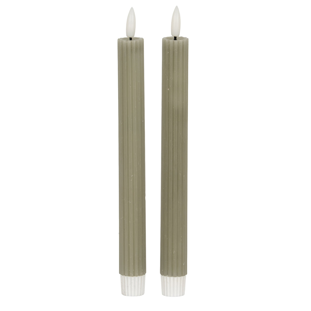Luxe Collection Natural Glow Sage  Ribbed Taper Candles — main product view