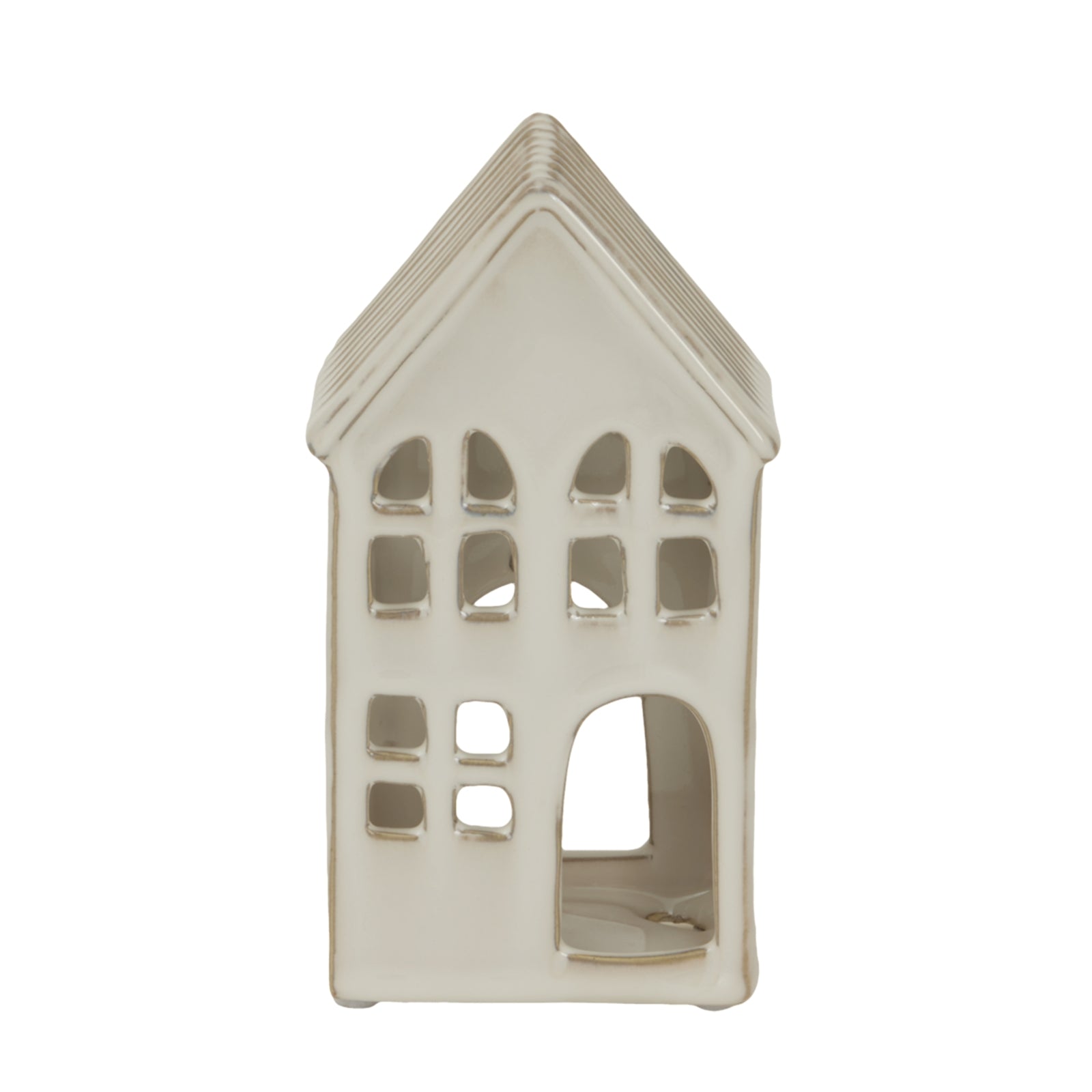 Large White Ceramic House Tea Light Holder — main product view
