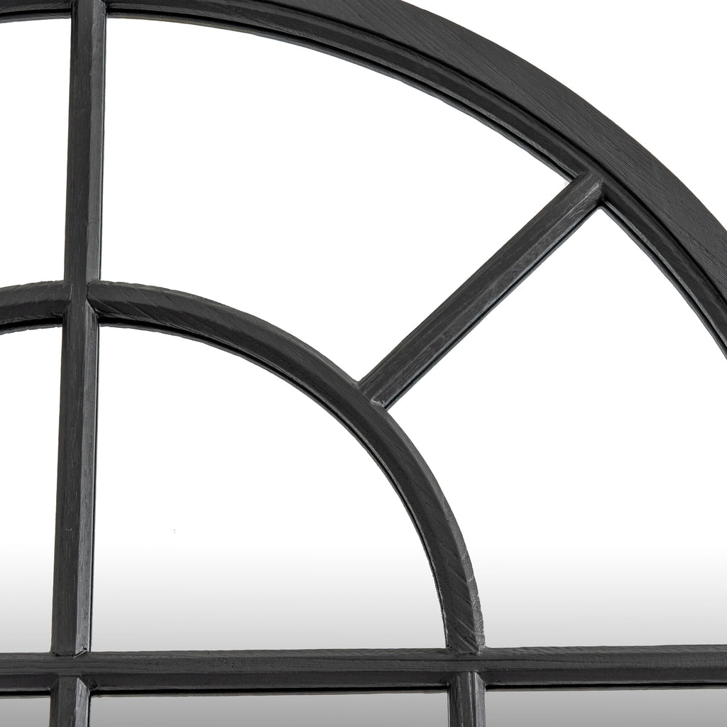 Black Wood Arched Window Mirror