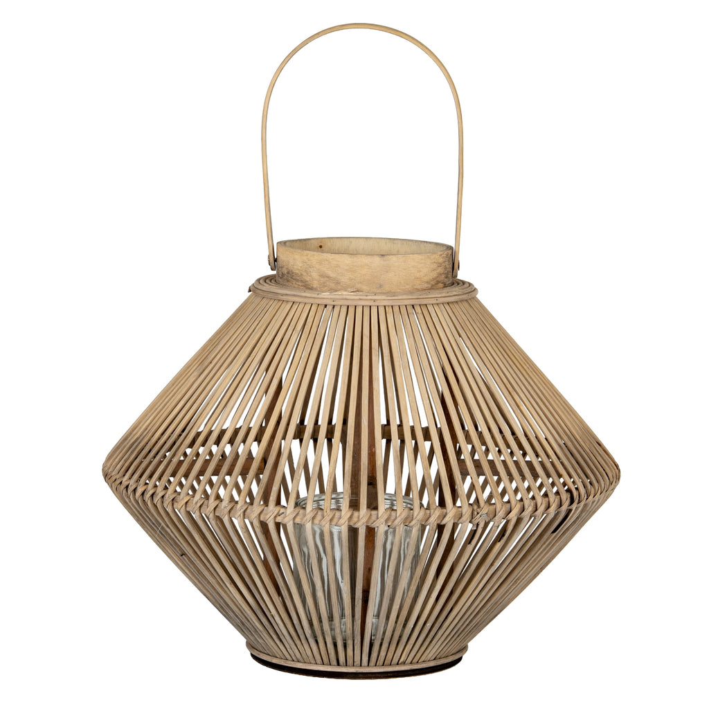 Cone Wicker Lantern With Glass Holder — main product view