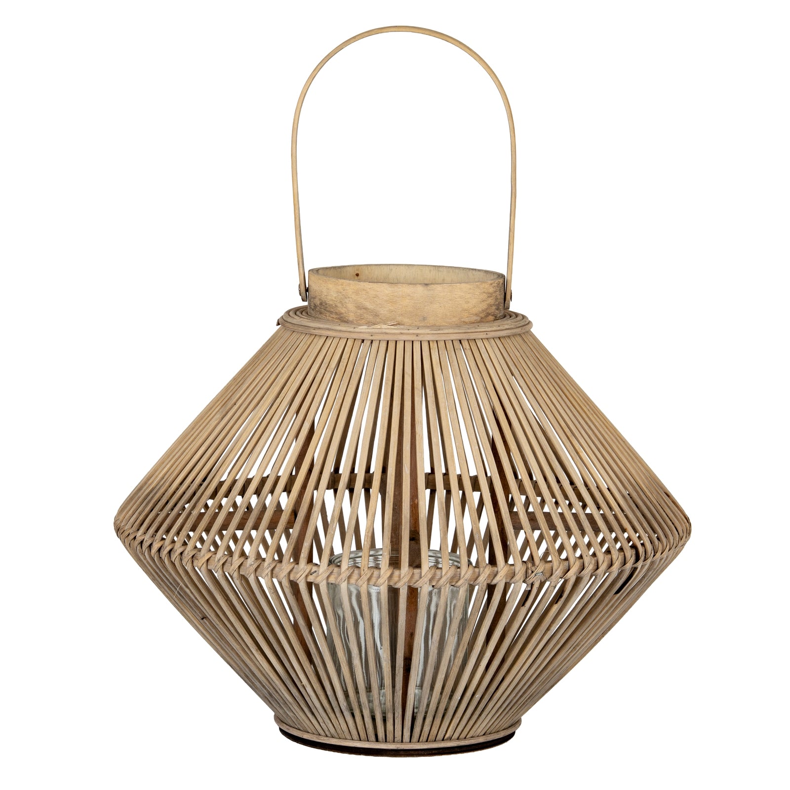 Cone Wicker Lantern With Glass Holder — main product view