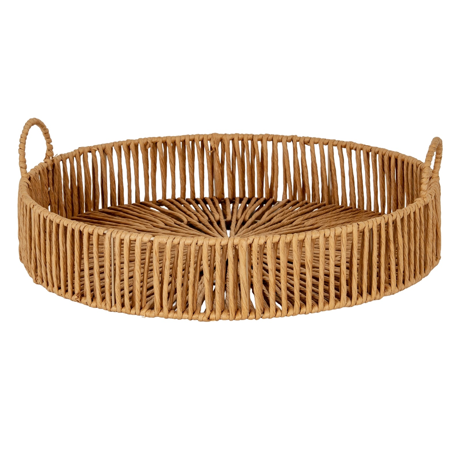 Large Loop Handle Tray — side view brown wicker