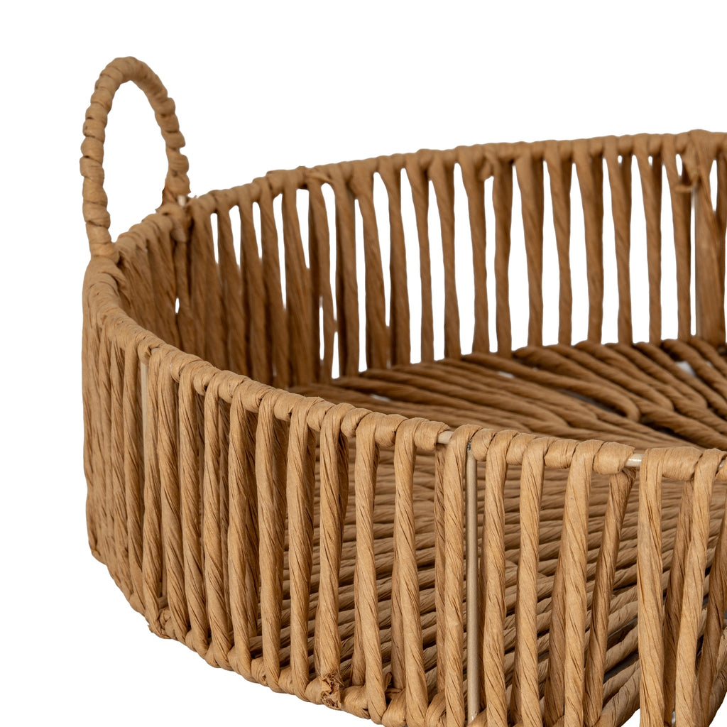Large Loop Handle Tray — detail close-up brown wicker