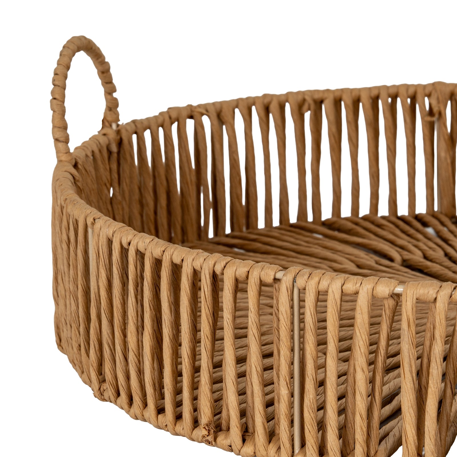 Large Loop Handle Tray — detail close-up brown wicker
