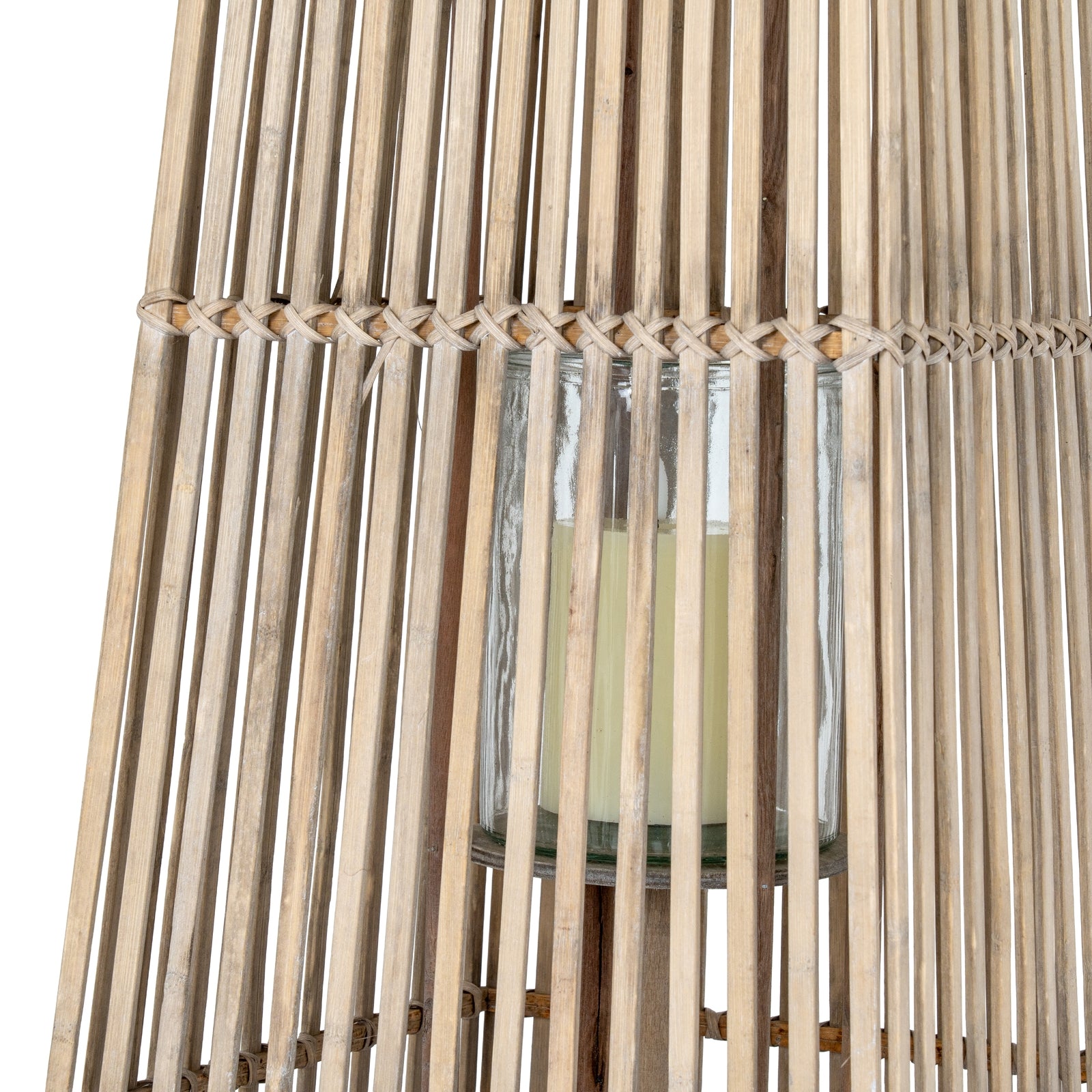 Large Silo Wicker Lantern With Glass Holder — alternative angle brown wicker