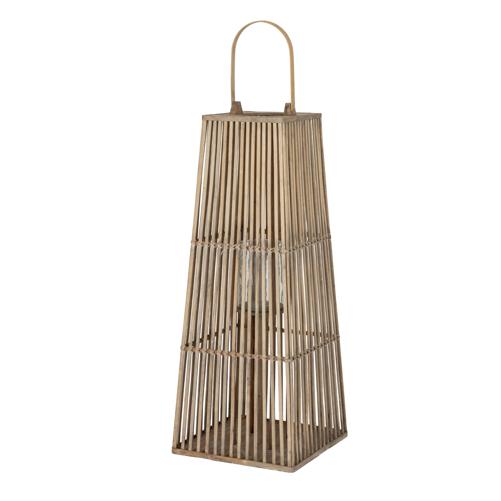 Large Silo Wicker Lantern With Glass Holder — main product view