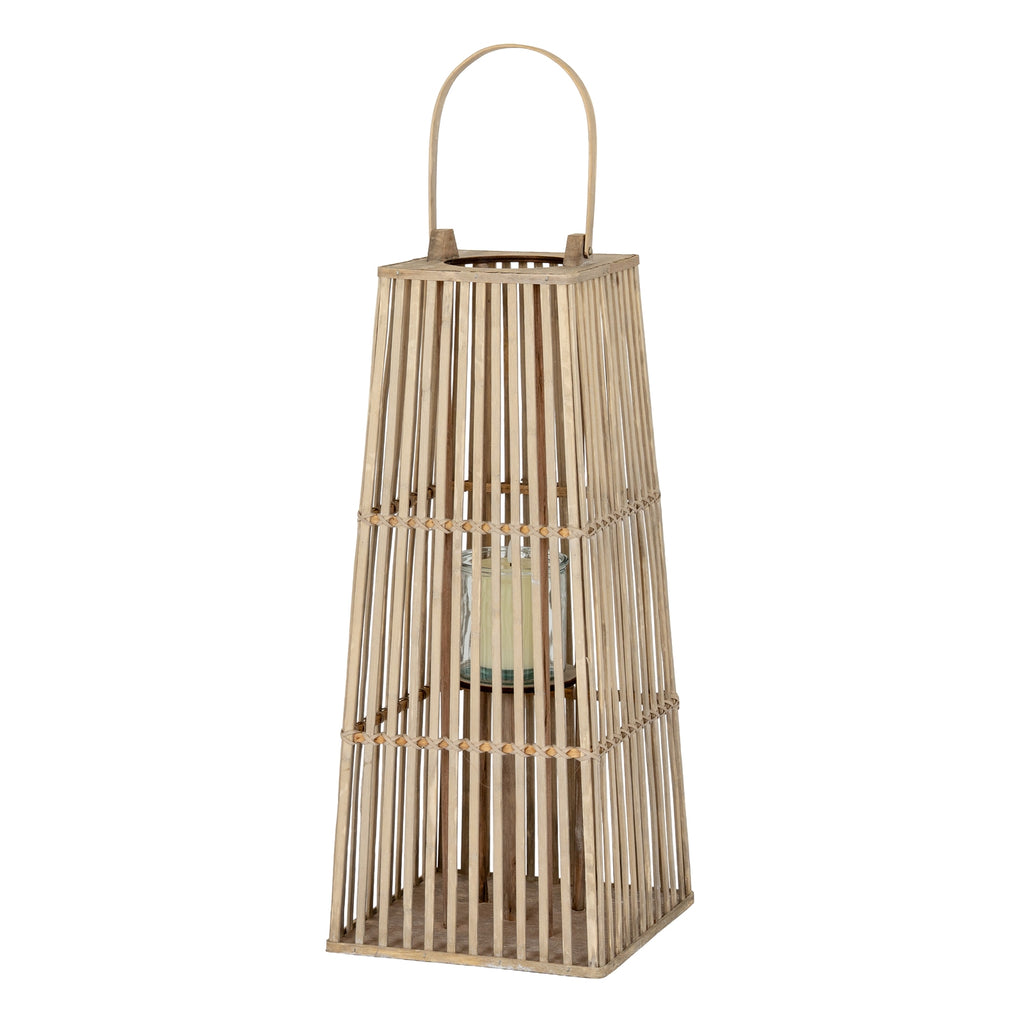 Medium Silo Wicker Lantern With Glass Holder — side view brown wicker