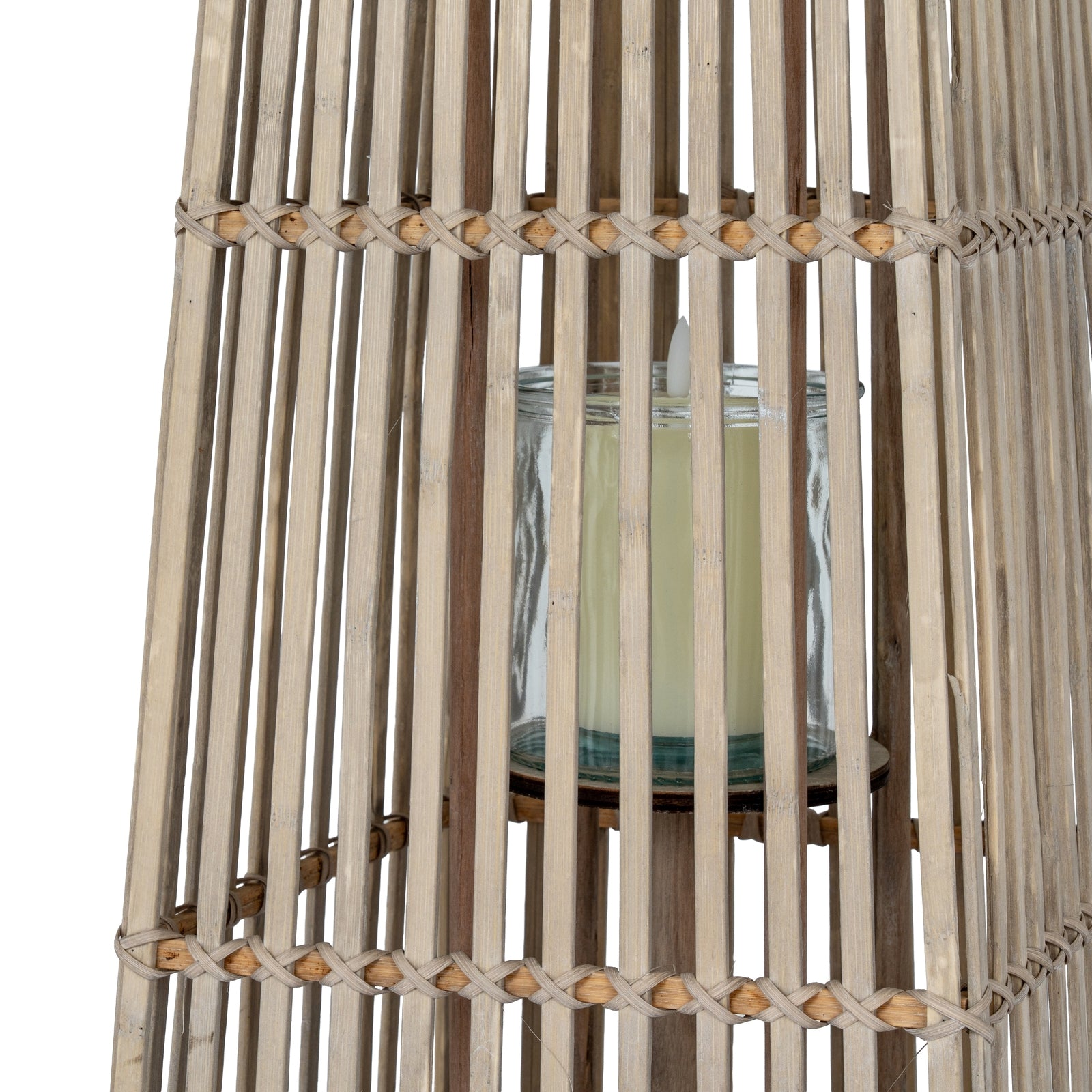 Medium Silo Wicker Lantern With Glass Holder — alternative angle brown wicker
