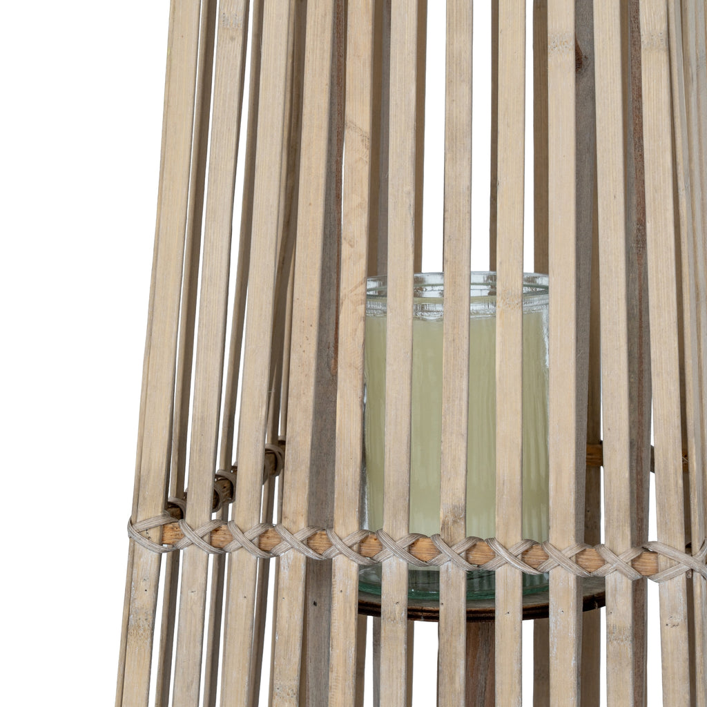 Small Silo Wicker Lantern With Glass Holder — alternative angle brown wicker