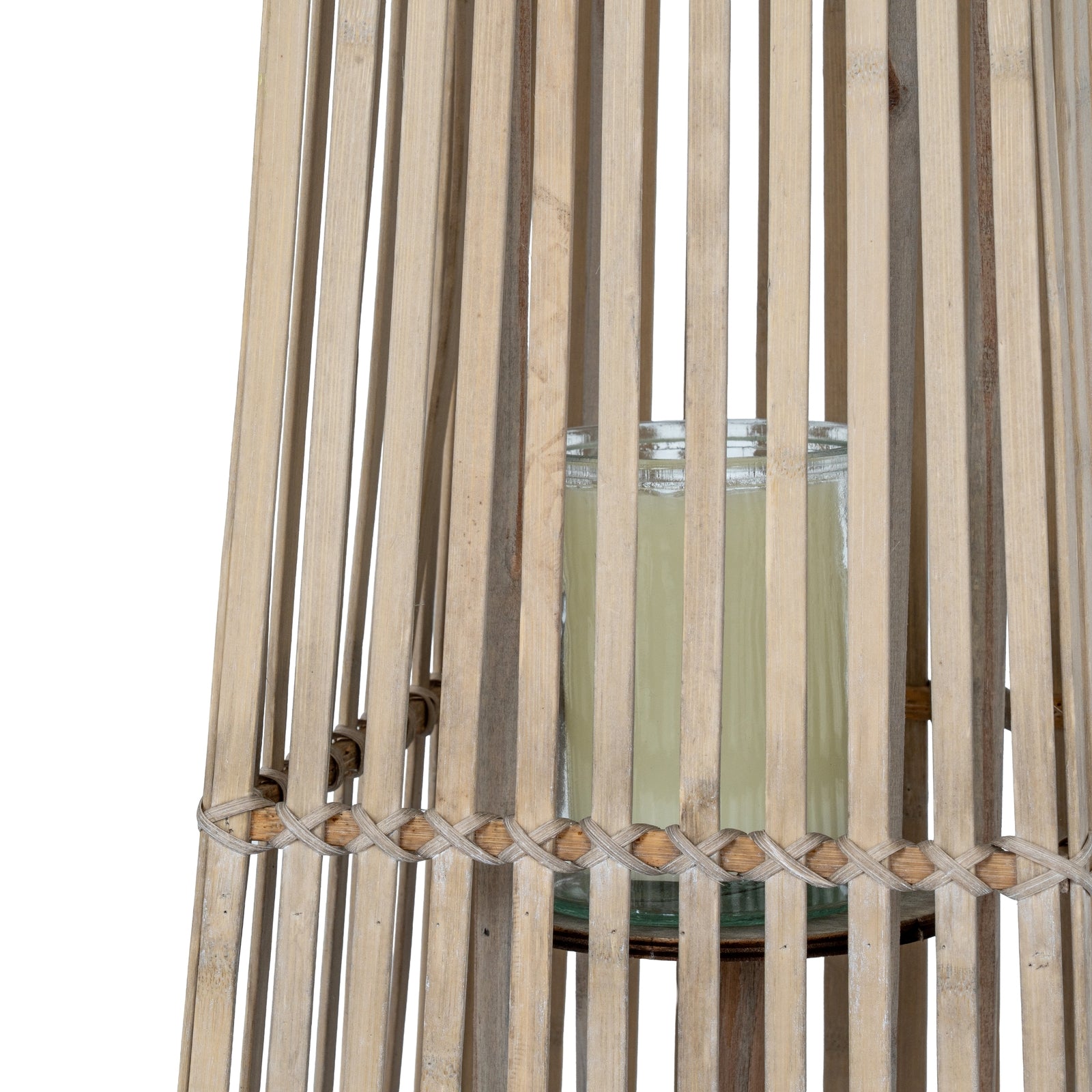 Small Silo Wicker Lantern With Glass Holder — alternative angle brown wicker