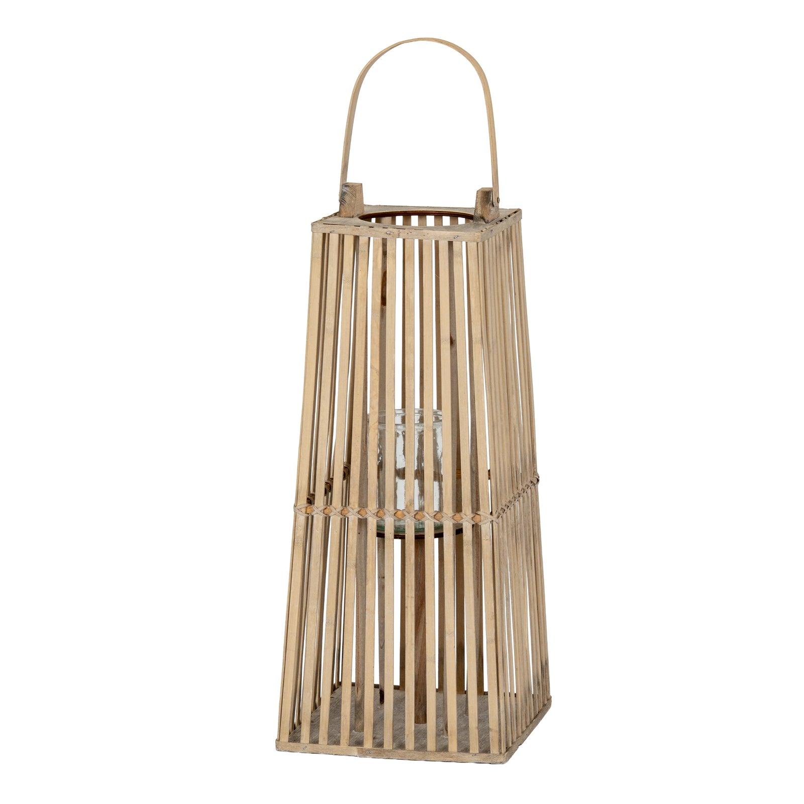 Small Silo Wicker Lantern With Glass Holder — main product view
