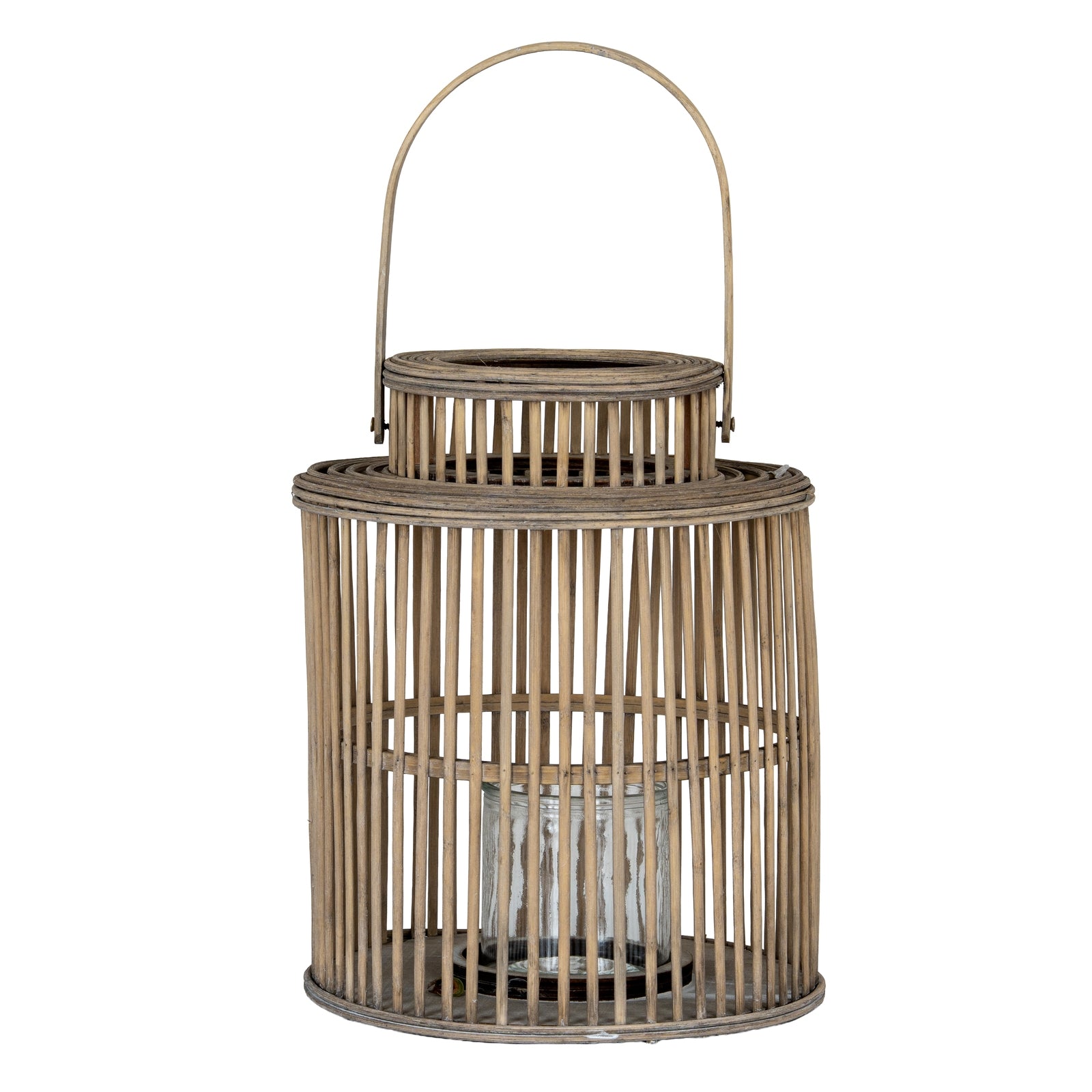 Cylinder Wicker Lantern With Glass Holder — main product view