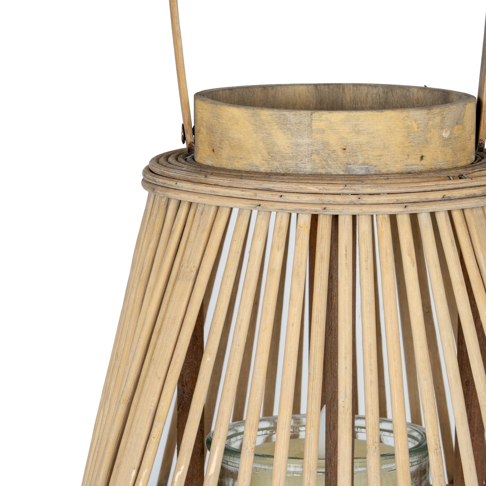 Large Peardrop Wicker Lantern With Glass Holder — alternative angle brown wicker