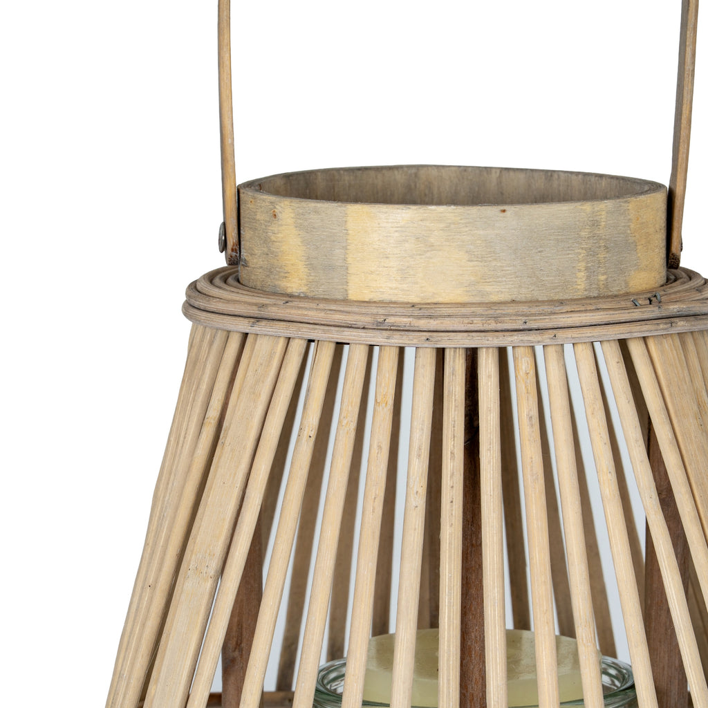 Medium Peardrop Wicker Lantern With Glass Holder — alternative angle brown wicker