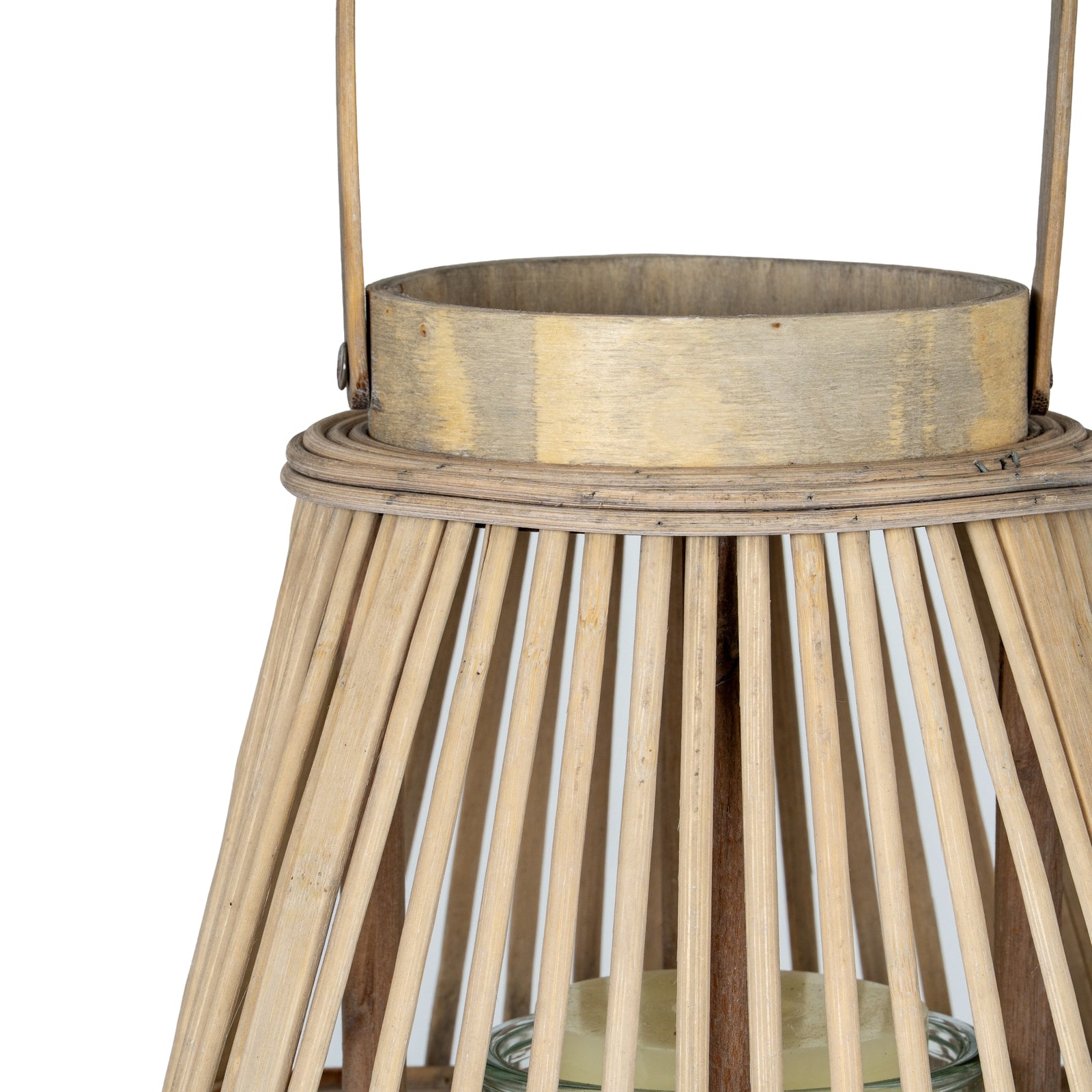 Medium Peardrop Wicker Lantern With Glass Holder — alternative angle brown wicker