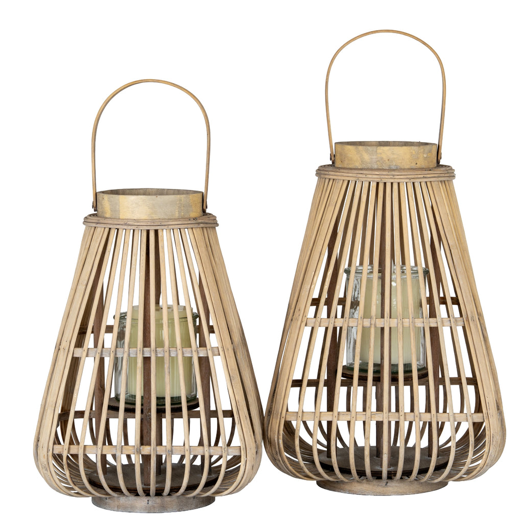 Medium Peardrop Wicker Lantern With Glass Holder — view 5 brown wicker