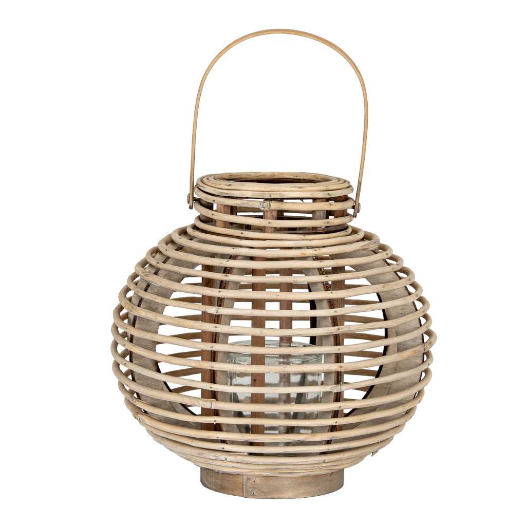 Large Round Willow Lantern With Glass Holder — main product view
