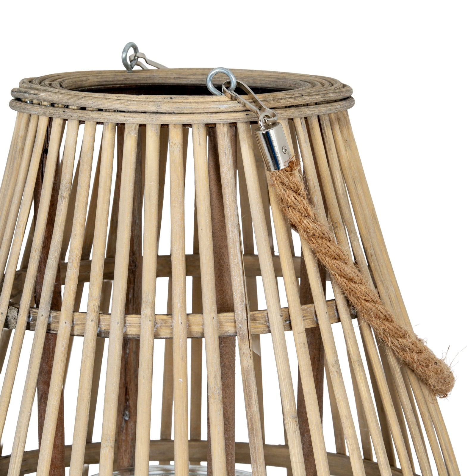 Medium Ellipse Lantern With Glass Holder — alternative angle brown wicker