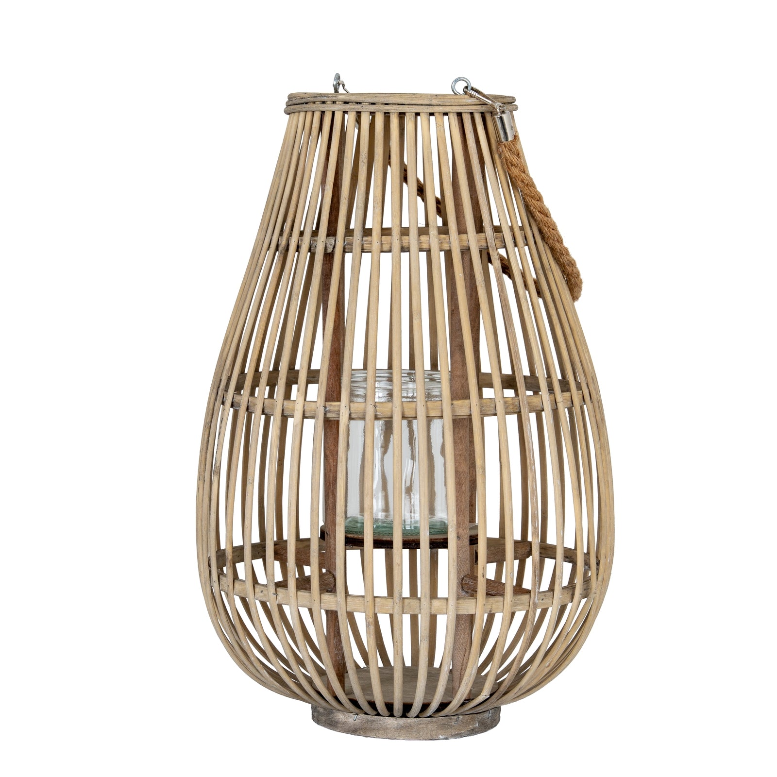 Large Ellipse Wicker Lantern With Glass Holder — main product view