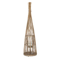 Large Conical Wicker Lantern With Glass Holder & LED Lights — main product view