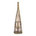 Medium Conical Wicker Lantern With Glass Holder & LED Lights — main product view