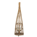Small Conical Wicker Lantern With Glass Holder & LED Lights — main product view