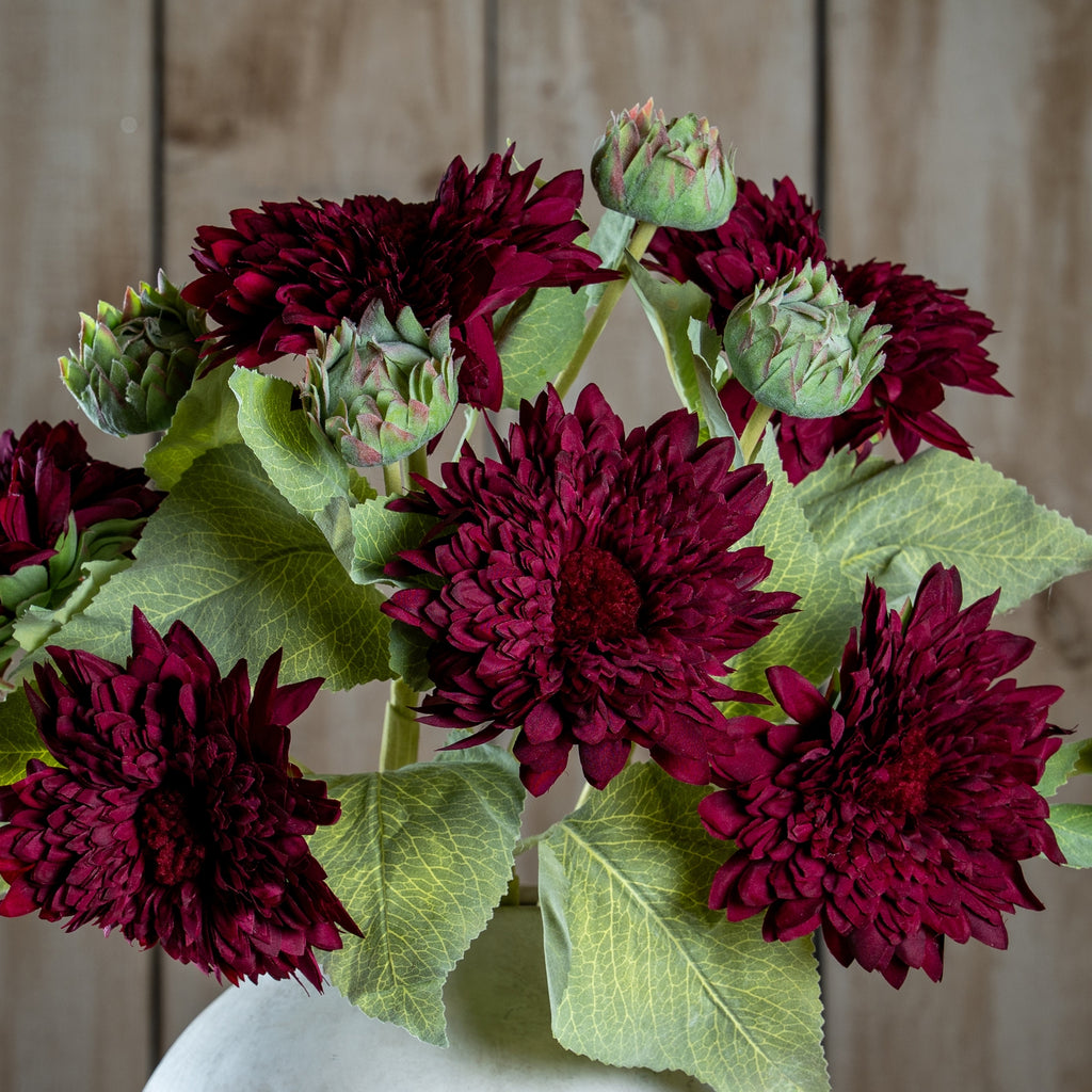 Artificial Dahlia Burgundy Raven Stem
