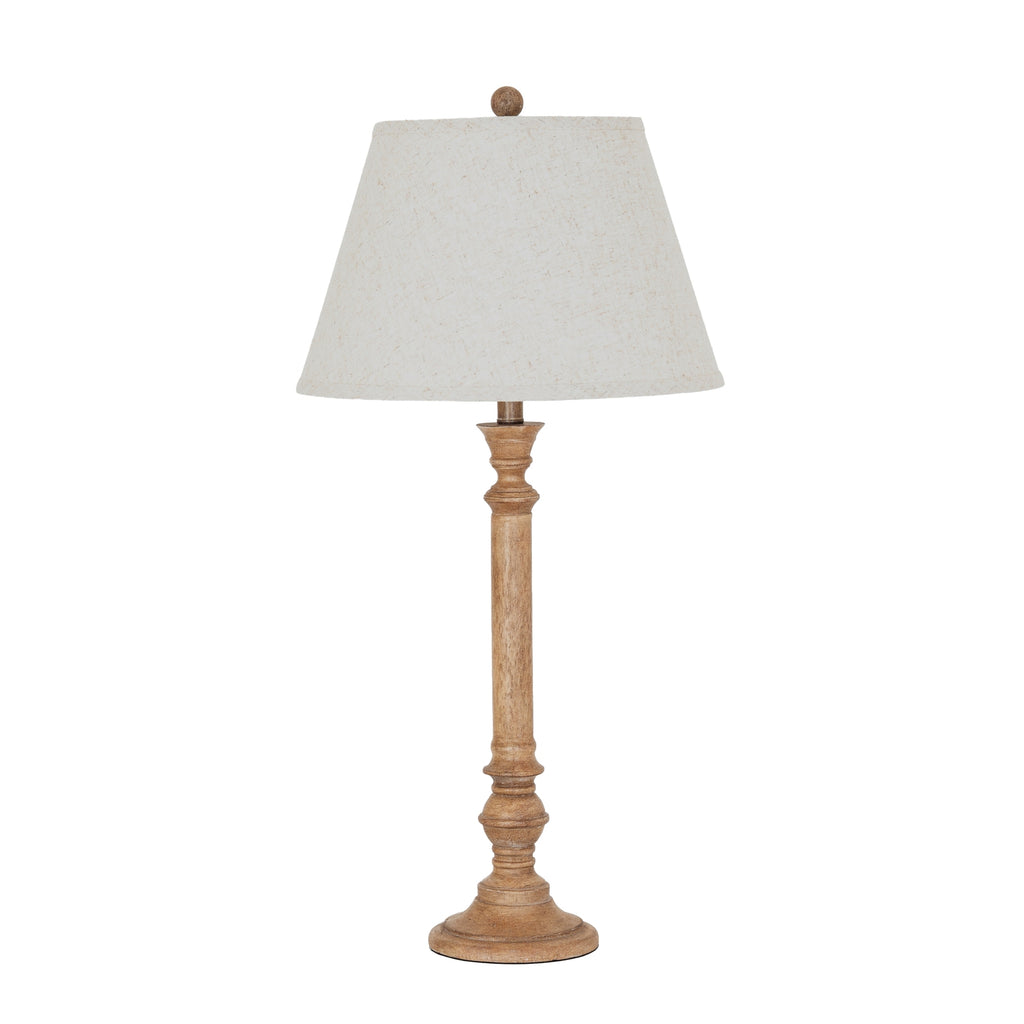 Solenne Table Lamp With Edged Linen Shade — side view brown resin