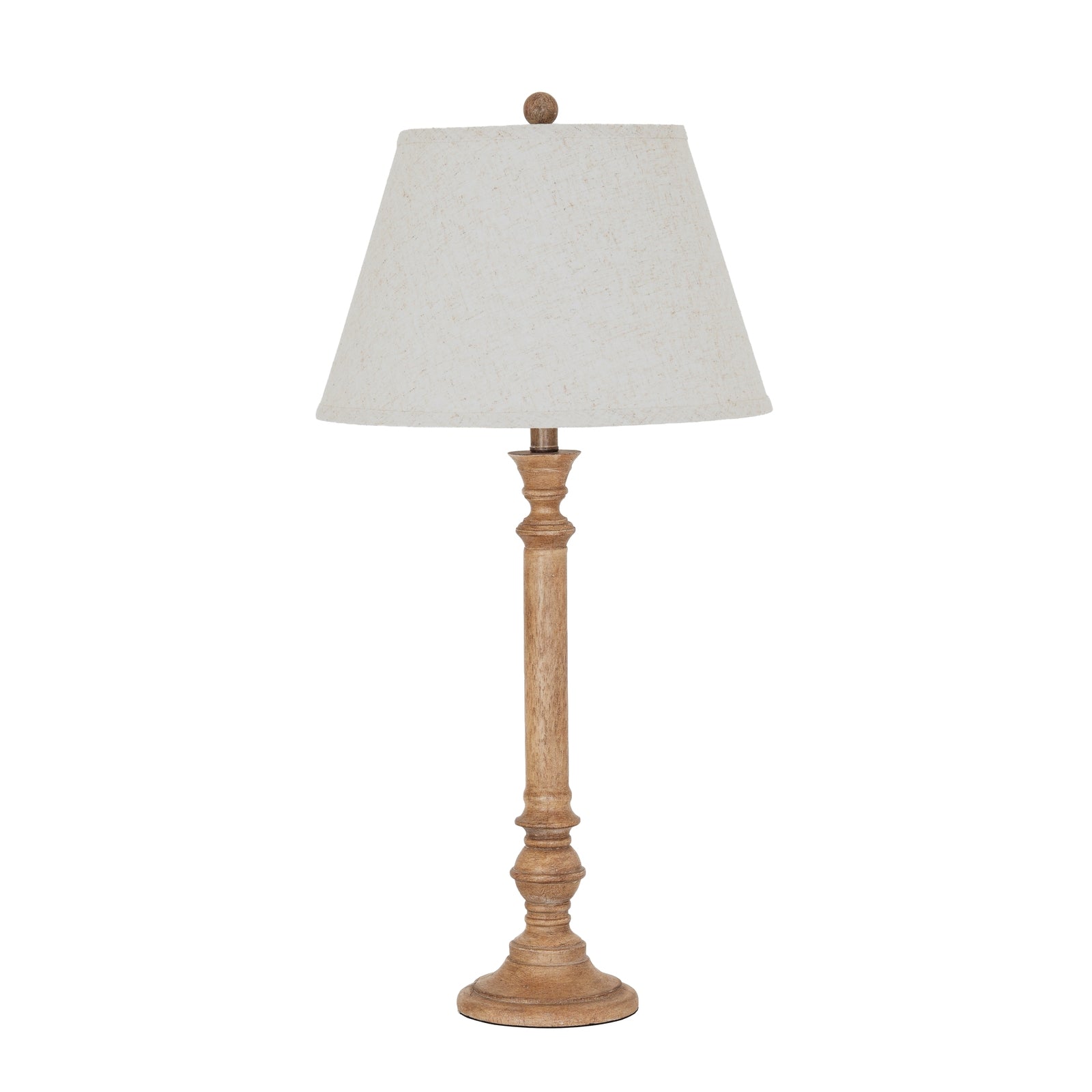 Solenne Table Lamp With Edged Linen Shade — side view brown resin