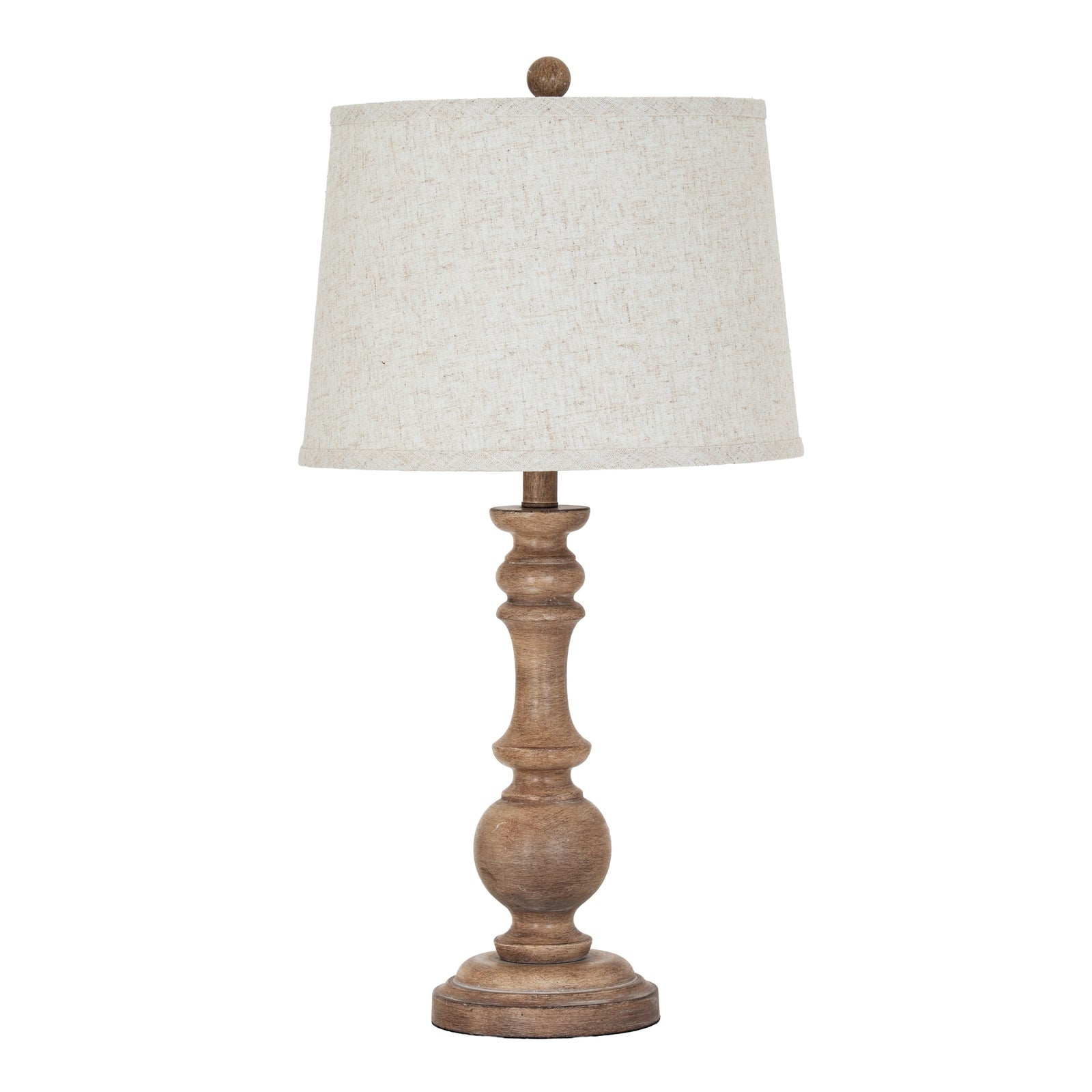 Seraphia Table Lamp With Edged Linen Shade — side view brown resin