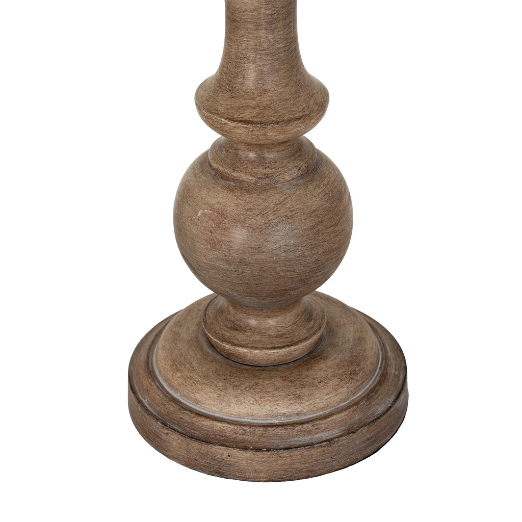 Seraphia Table Lamp With Edged Linen Shade — detail close-up brown resin