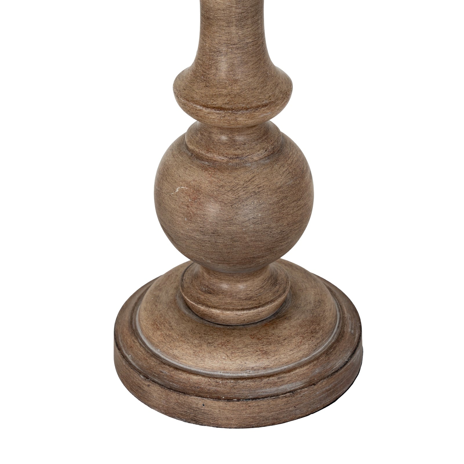 Seraphia Table Lamp With Edged Linen Shade — detail close-up brown resin