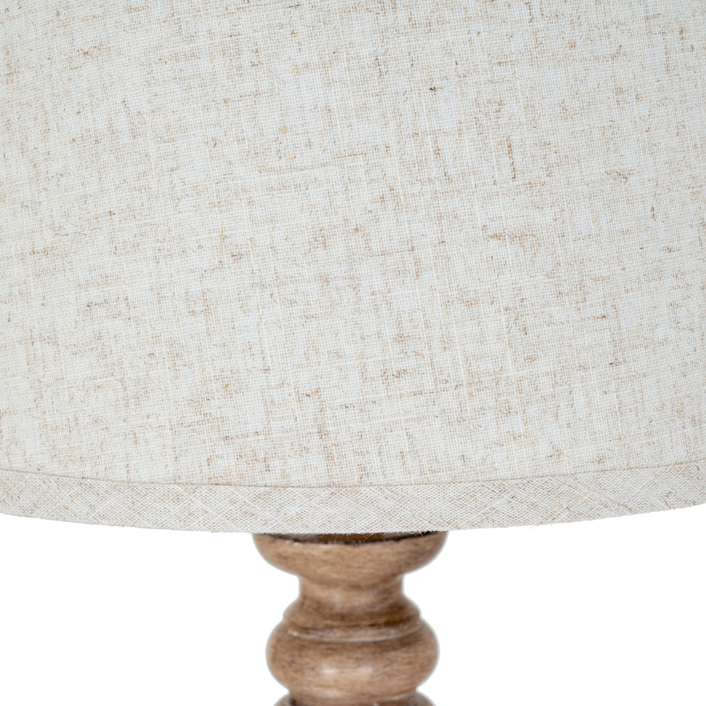 Seraphia Table Lamp With Edged Linen Shade — alternative angle brown resin