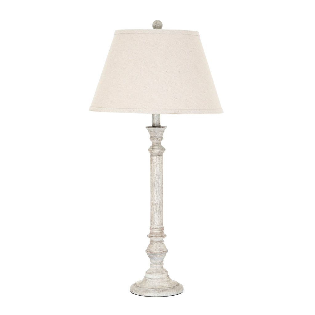 Liora Table Lamp With Linen Shade — side view white resin