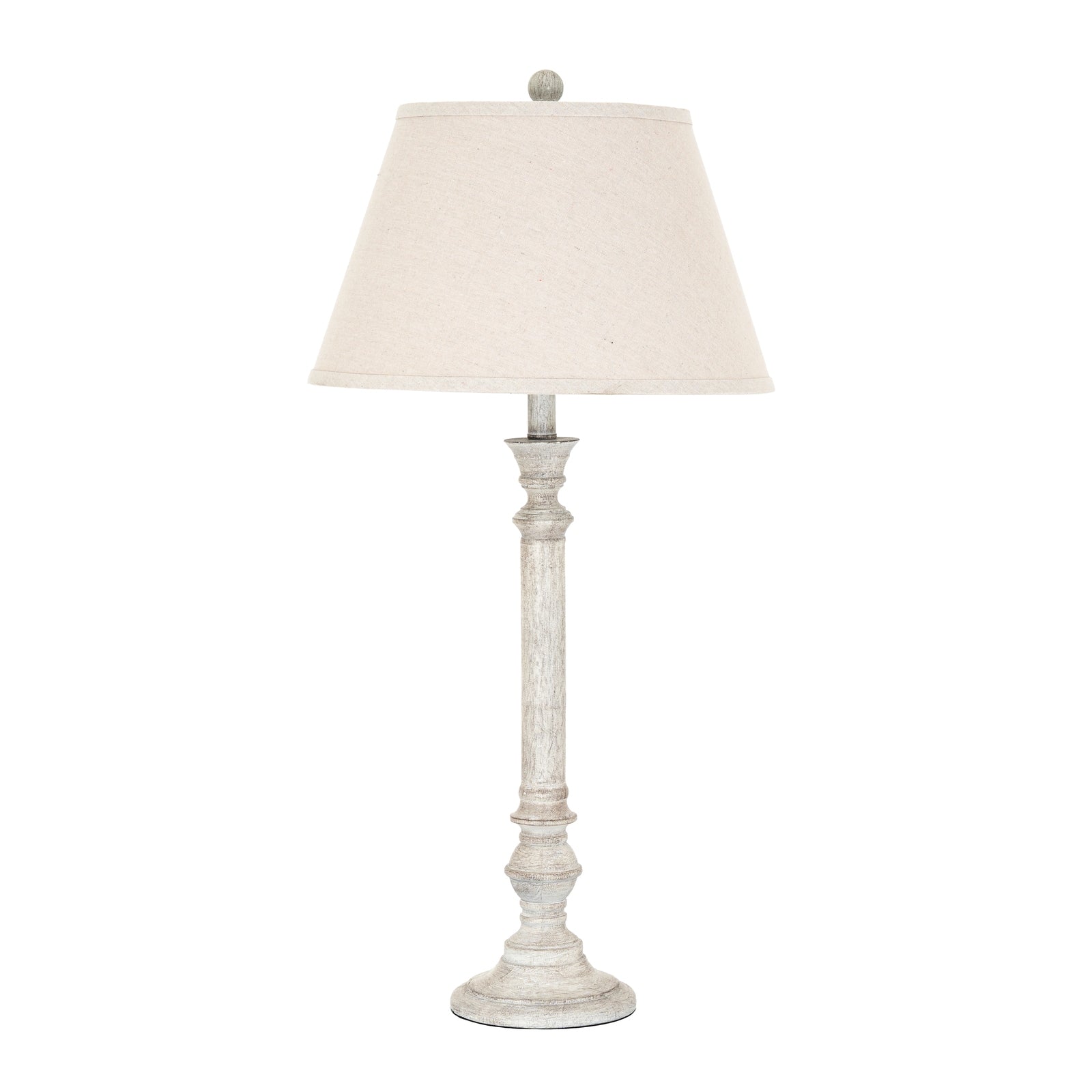 Liora Table Lamp With Linen Shade — side view white resin