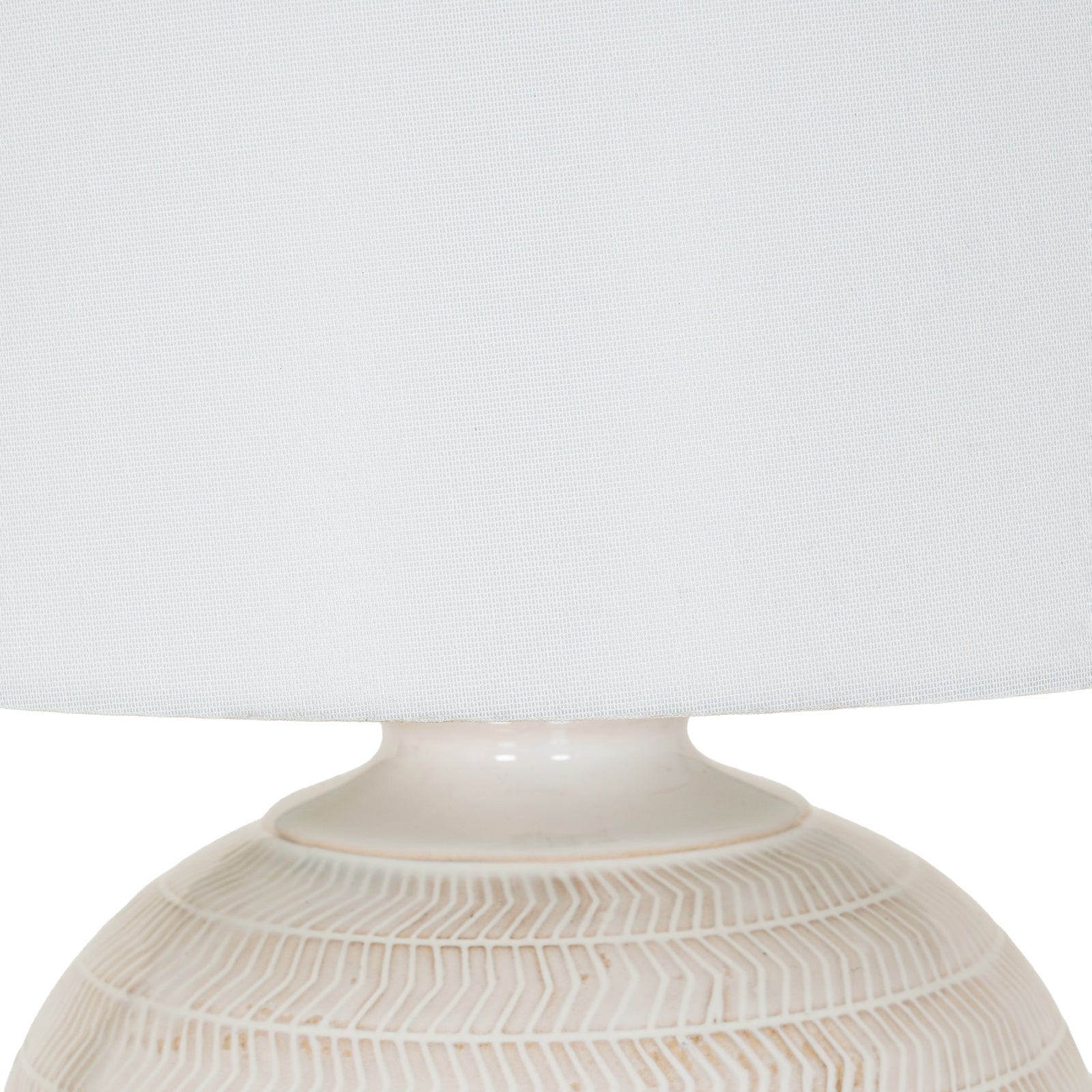 Chevronne Ceramic Table Lamp With Linen Shade — alternative angle white ceramic