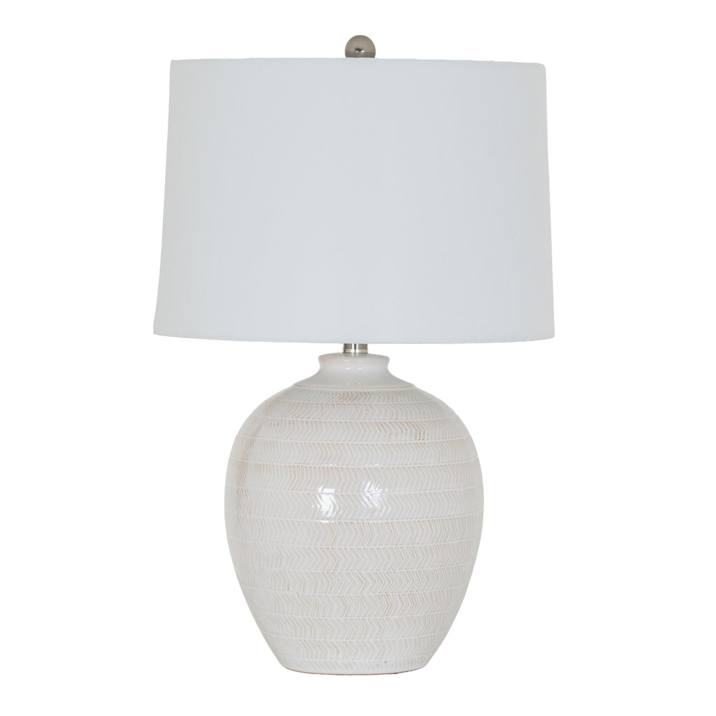 Chevronne Ceramic Table Lamp With Linen Shade — main product view