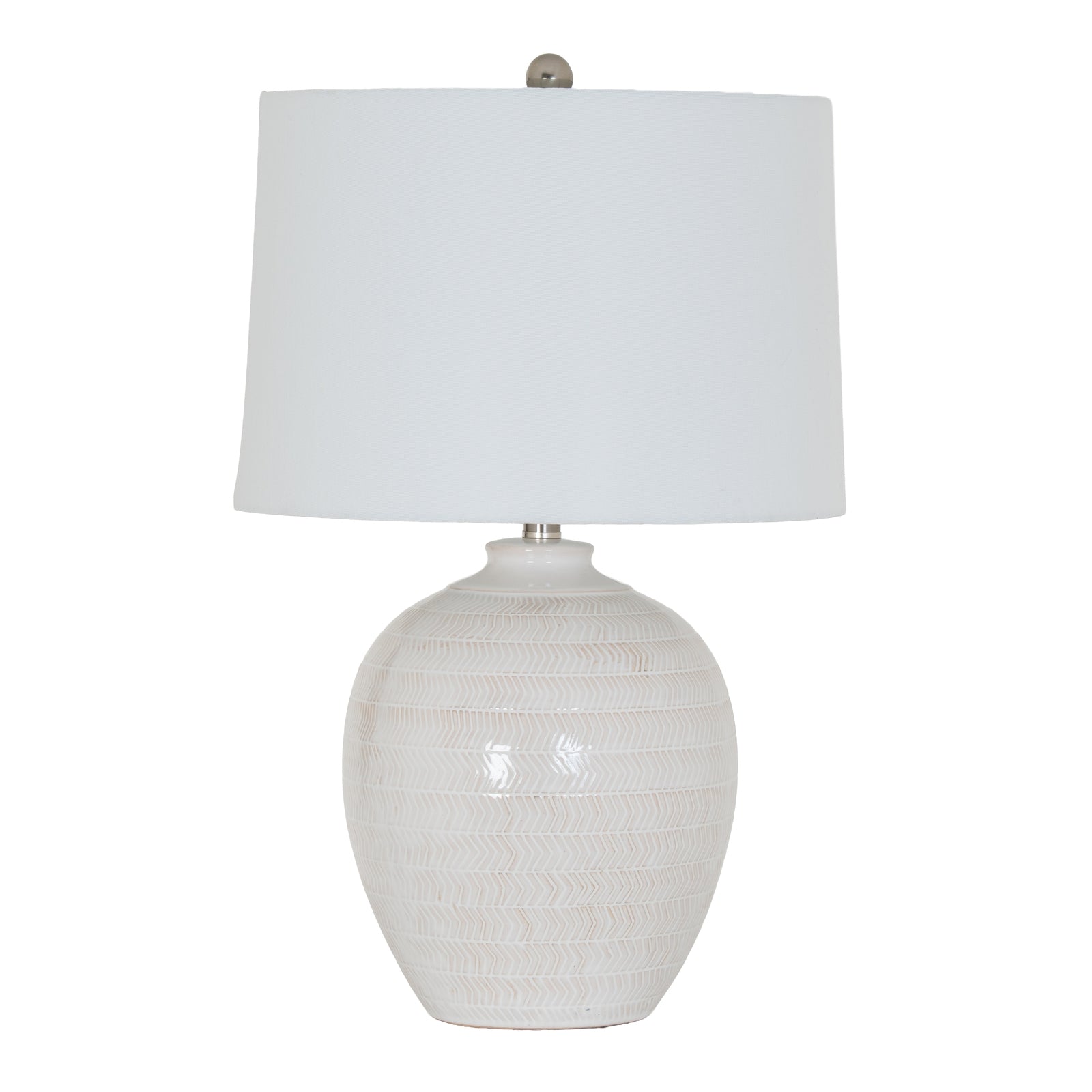 Chevronne Ceramic Table Lamp With Linen Shade — main product view