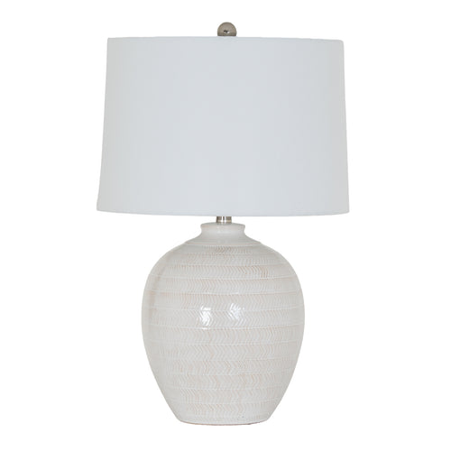 Chevronne Ceramic Table Lamp With Linen Shade — main product view
