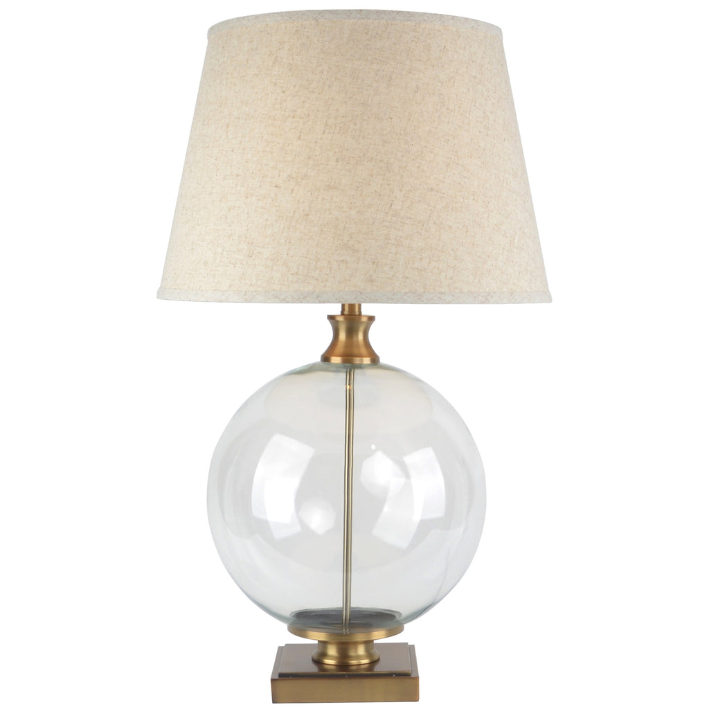 Lunel Glass Orb Table Lamp With Edged Linen Shade — main product view